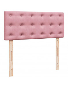 Pouf Letto con Materasso e LED Rosa 120x190cm in Velluto 2