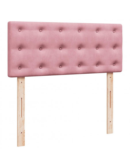 Pouf Letto con Materasso e LED Rosa 120x190cm in Velluto