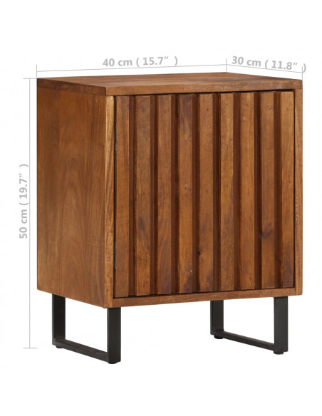 Comodino 40x30x50 cm in Legno Massello di Mango