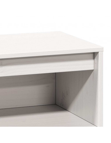 Credenza Bianca 89x34x116,5 cm in Legno Massello di Pino