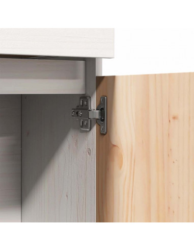 Credenza Bianca 89x34x116,5 cm in Legno Massello di Pino