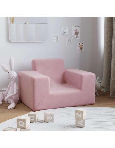Divano per Bambini Rosa in Morbido Peluche