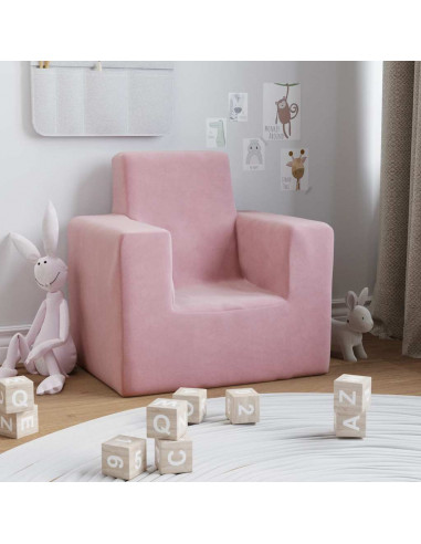 Divano per Bambini Rosa in Morbido Peluche