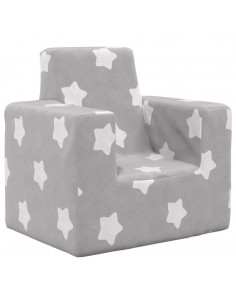 Divano per Bambini Grigio Chiaro con Stelle in Morbido Peluche