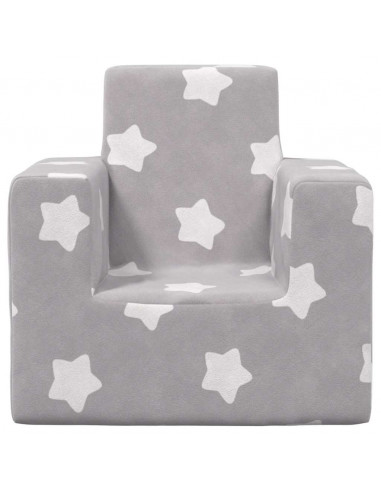 Divano per Bambini Grigio Chiaro con Stelle in Morbido Peluche