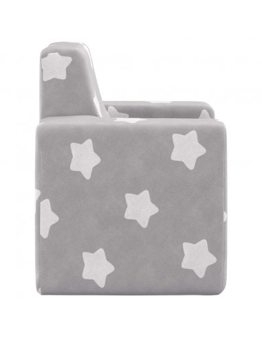Divano per Bambini Grigio Chiaro con Stelle in Morbido Peluche