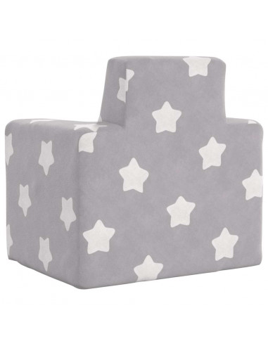 Divano per Bambini Grigio Chiaro con Stelle in Morbido Peluche