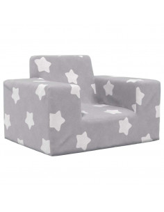 Divano per Bambini Grigio Chiaro con Stelle in Morbido Peluche