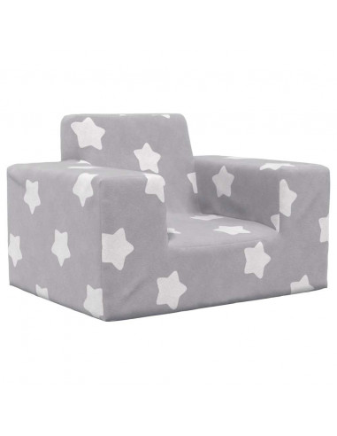 Divano per Bambini Grigio Chiaro con Stelle in Morbido Peluche