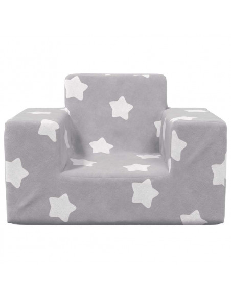 Divano per Bambini Grigio Chiaro con Stelle in Morbido Peluche