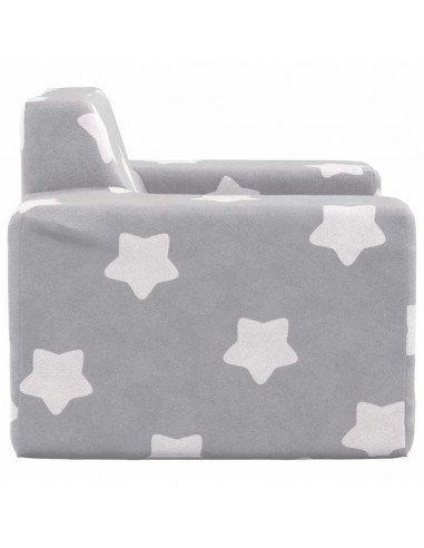 Divano per Bambini Grigio Chiaro con Stelle in Morbido Peluche