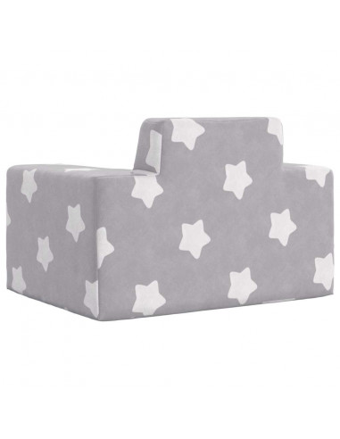 Divano per Bambini Grigio Chiaro con Stelle in Morbido Peluche