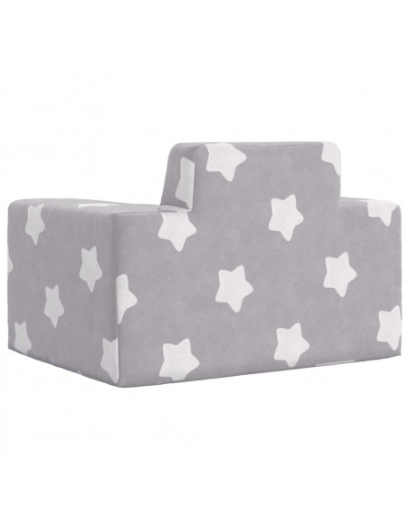 Divano per Bambini Grigio Chiaro con Stelle in Morbido Peluche