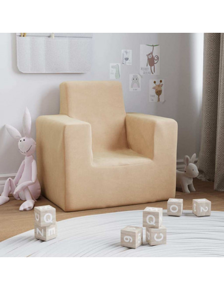 Divano per Bambini Crema in Morbido Peluche