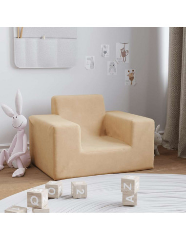 Divano per Bambini Crema in Morbido Peluche