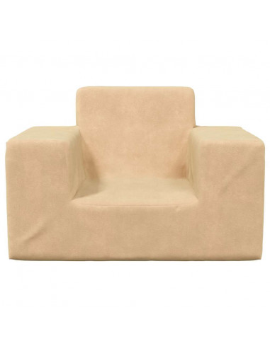 Divano per Bambini Crema in Morbido Peluche