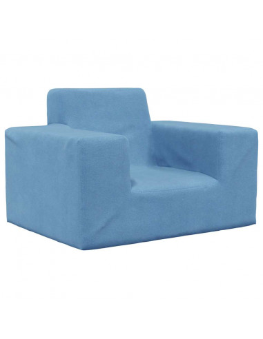 Divano per Bambini Blu in Morbido Peluche