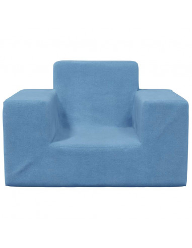 Divano per Bambini Blu in Morbido Peluche