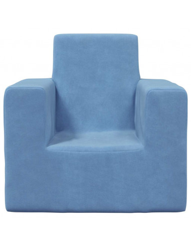 Divano per Bambini Blu in Morbido Peluche