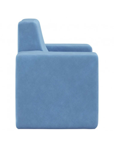 Divano per Bambini Blu in Morbido Peluche