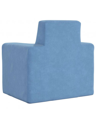 Divano per Bambini Blu in Morbido Peluche
