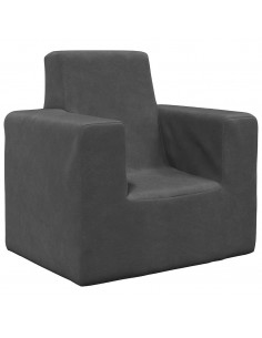 Divano per Bambini Antracite in Morbido Peluche