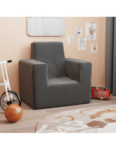 Divano per Bambini Antracite in Morbido Peluche