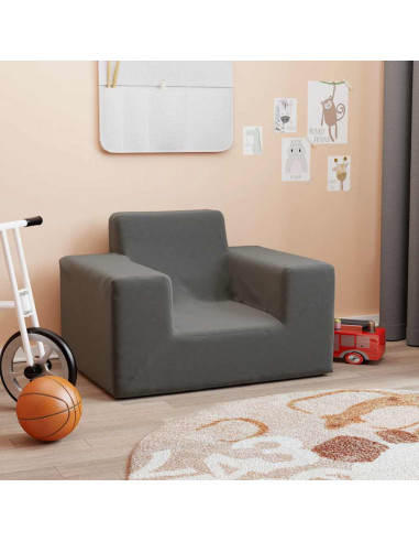 Divano per Bambini Antracite in Morbido Peluche