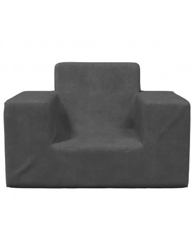 Divano per Bambini Antracite in Morbido Peluche
