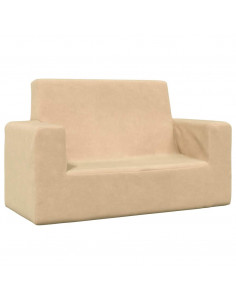 Divano per Bambini a 2 Posti Crema in Morbido Peluche