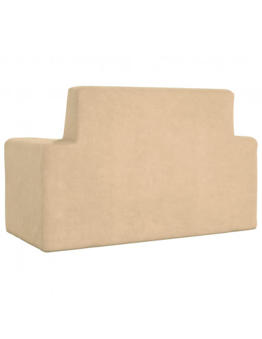 Divano per Bambini a 2 Posti Crema in Morbido Peluche