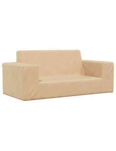 Divano per Bambini a 2 Posti Crema in Morbido Peluche