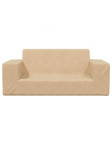 Divano per Bambini a 2 Posti Crema in Morbido Peluche