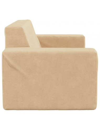 Divano per Bambini a 2 Posti Crema in Morbido Peluche