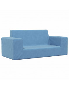 Divano per Bambini a 2 Posti Blu in Morbido Peluche