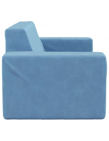 Divano per Bambini a 2 Posti Blu in Morbido Peluche