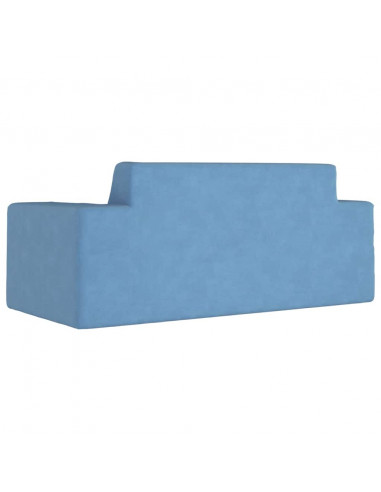 Divano per Bambini a 2 Posti Blu in Morbido Peluche