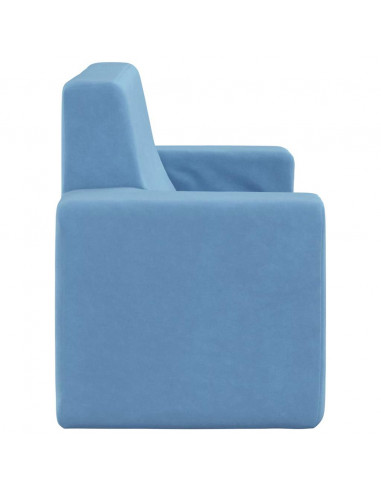 Divano per Bambini a 2 Posti Blu in Morbido Peluche