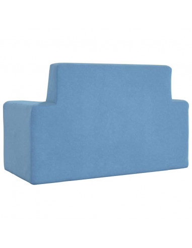 Divano per Bambini a 2 Posti Blu in Morbido Peluche