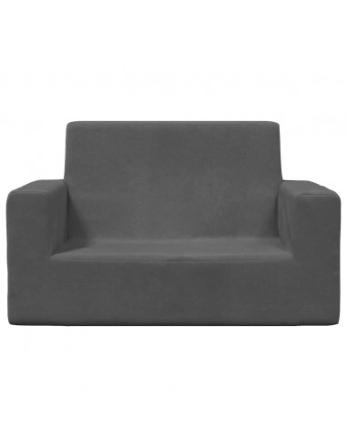 Divano per Bambini a 2 Posti Antracite in Morbido Peluche