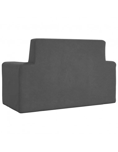 Divano per Bambini a 2 Posti Antracite in Morbido Peluche