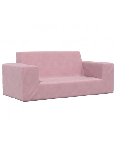 Divano per Bambini 2 Posti Rosa in Morbido Peluche