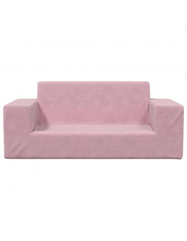 Divano per Bambini 2 Posti Rosa in Morbido Peluche