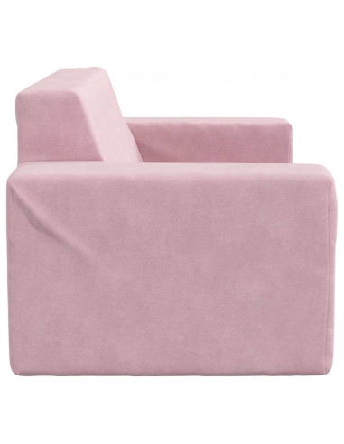 Divano per Bambini 2 Posti Rosa in Morbido Peluche