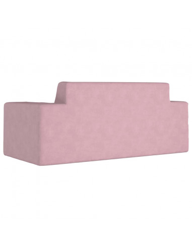 Divano per Bambini 2 Posti Rosa in Morbido Peluche