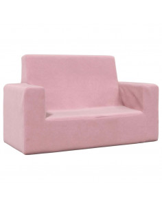 Divano per Bambini 2 Posti Rosa in Morbido Peluche