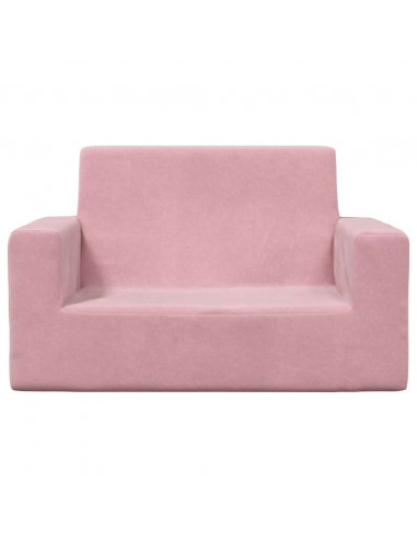 Divano per Bambini 2 Posti Rosa in Morbido Peluche