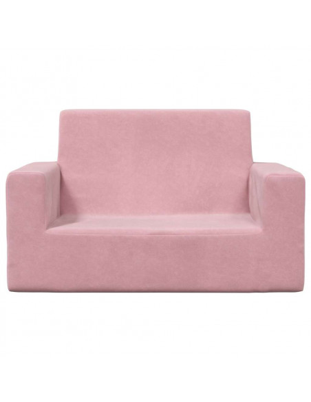 Divano per Bambini 2 Posti Rosa in Morbido Peluche