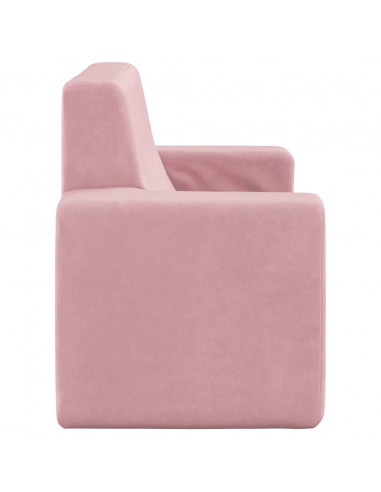 Divano per Bambini 2 Posti Rosa in Morbido Peluche