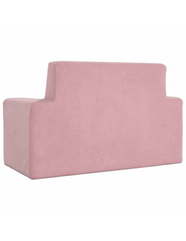Divano per Bambini 2 Posti Rosa in Morbido Peluche